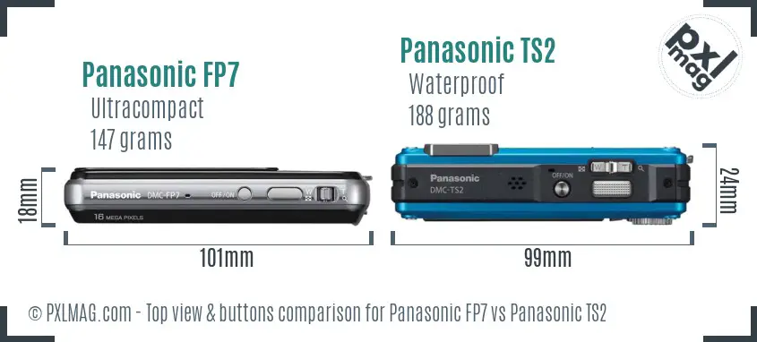 Panasonic FP7 vs Panasonic TS2 top view buttons comparison