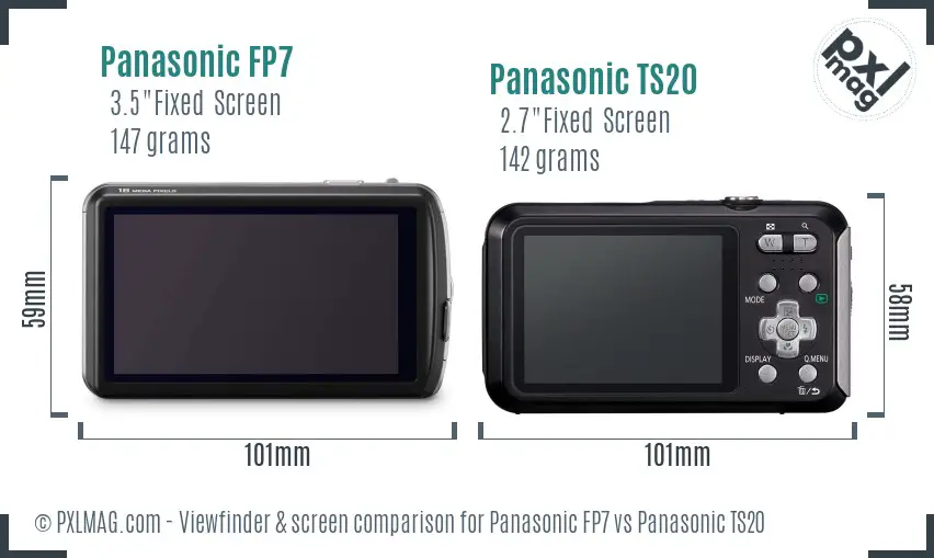 Panasonic FP7 vs Panasonic TS20 Screen and Viewfinder comparison