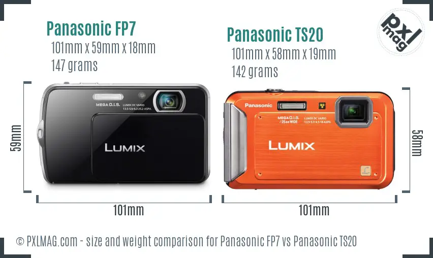 Panasonic FP7 vs Panasonic TS20 size comparison