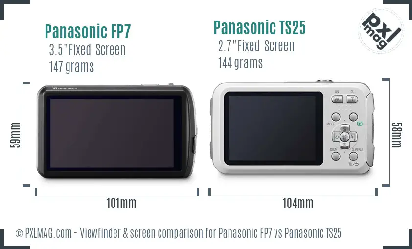 Panasonic FP7 vs Panasonic TS25 Screen and Viewfinder comparison