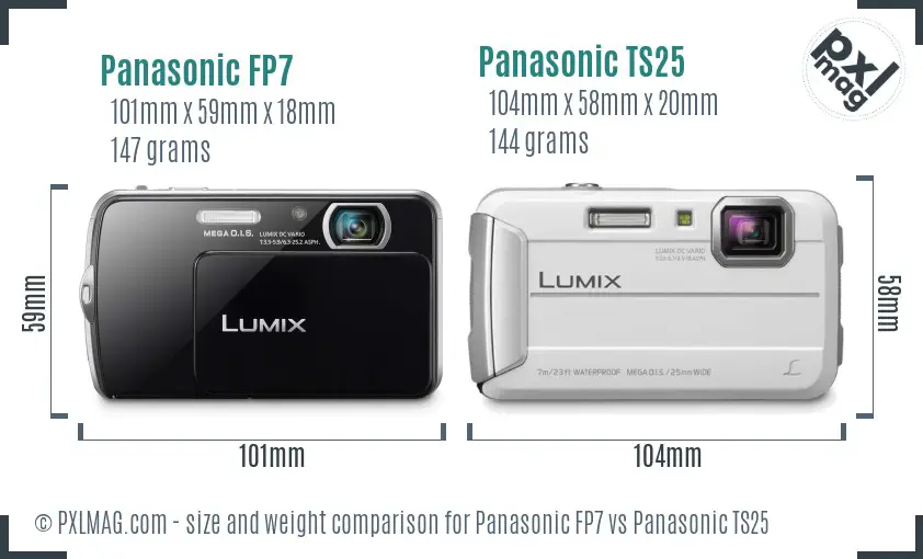 Panasonic FP7 vs Panasonic TS25 size comparison