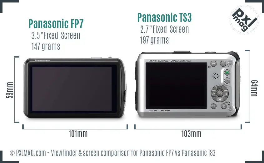 Panasonic FP7 vs Panasonic TS3 Screen and Viewfinder comparison Panasonic FP7 vs Panasonic TS3 Screen and Viewfinder comparison