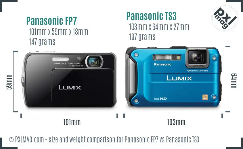 Panasonic FP7 vs Panasonic TS3 size comparison Panasonic FP7 vs Panasonic TS3 size comparison