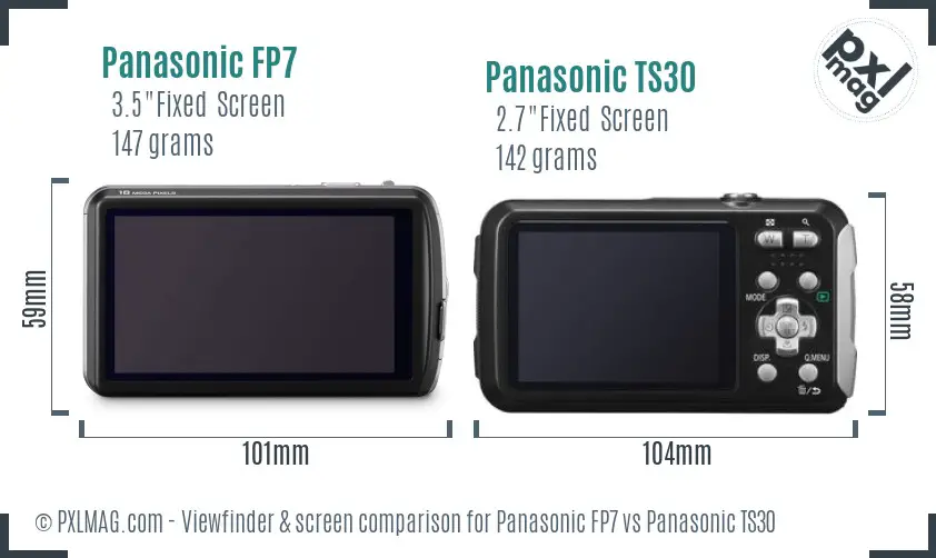 Panasonic FP7 vs Panasonic TS30 Screen and Viewfinder comparison