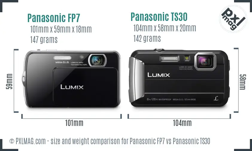 Panasonic FP7 vs Panasonic TS30 size comparison