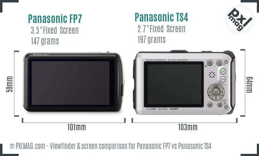 Panasonic FP7 vs Panasonic TS4 Screen and Viewfinder comparison