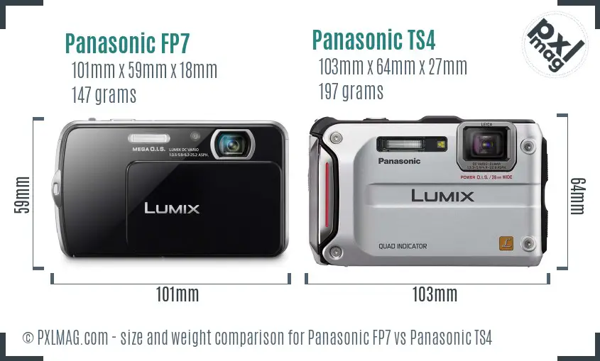 Panasonic FP7 vs Panasonic TS4 size comparison