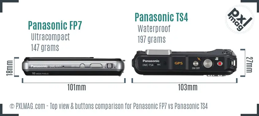 Panasonic FP7 vs Panasonic TS4 top view buttons comparison