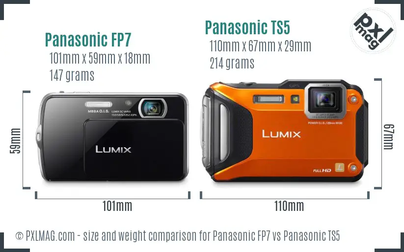 Panasonic FP7 vs Panasonic TS5 size comparison