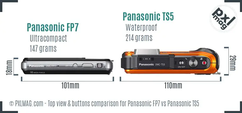 Panasonic FP7 vs Panasonic TS5 top view buttons comparison