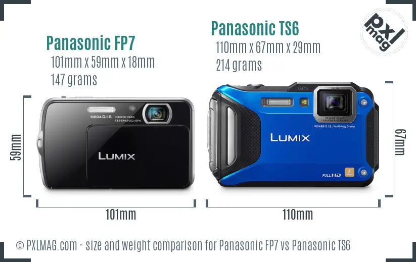 Panasonic FP7 vs Panasonic TS6 size comparison