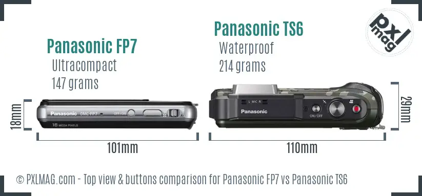 Panasonic FP7 vs Panasonic TS6 top view buttons comparison