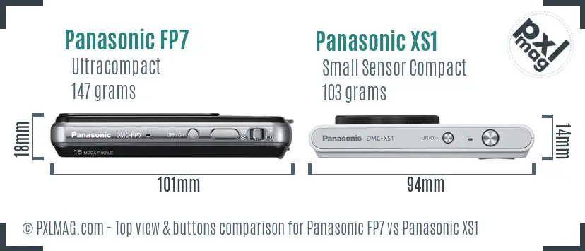 Panasonic FP7 vs Panasonic XS1 top view buttons comparison
