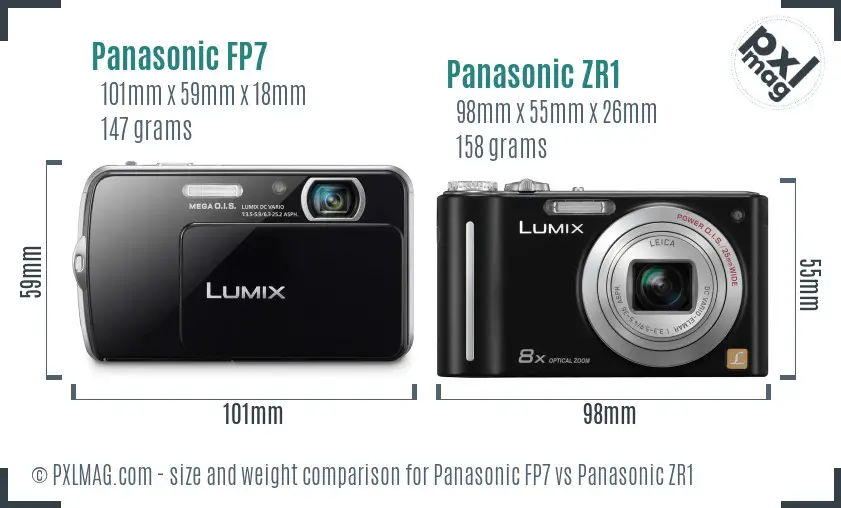 Panasonic FP7 vs Panasonic ZR1 size comparison