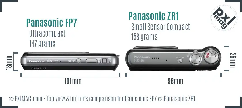 Panasonic FP7 vs Panasonic ZR1 top view buttons comparison
