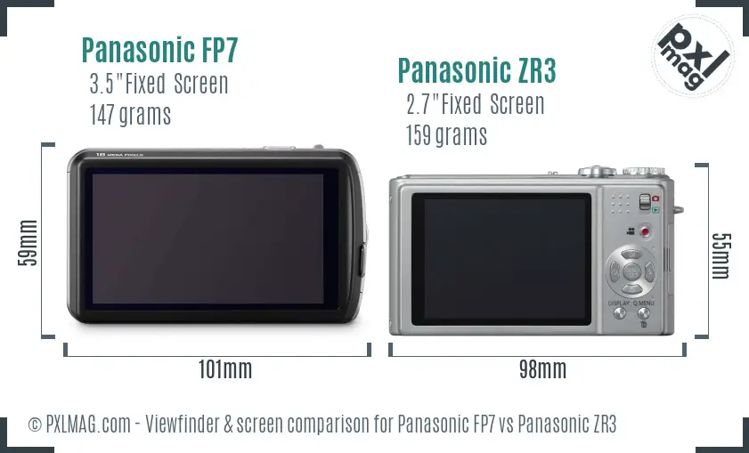 Panasonic FP7 vs Panasonic ZR3 Screen and Viewfinder comparison