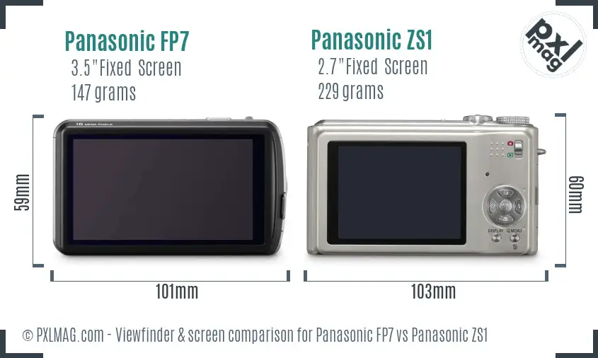 Panasonic FP7 vs Panasonic ZS1 Screen and Viewfinder comparison