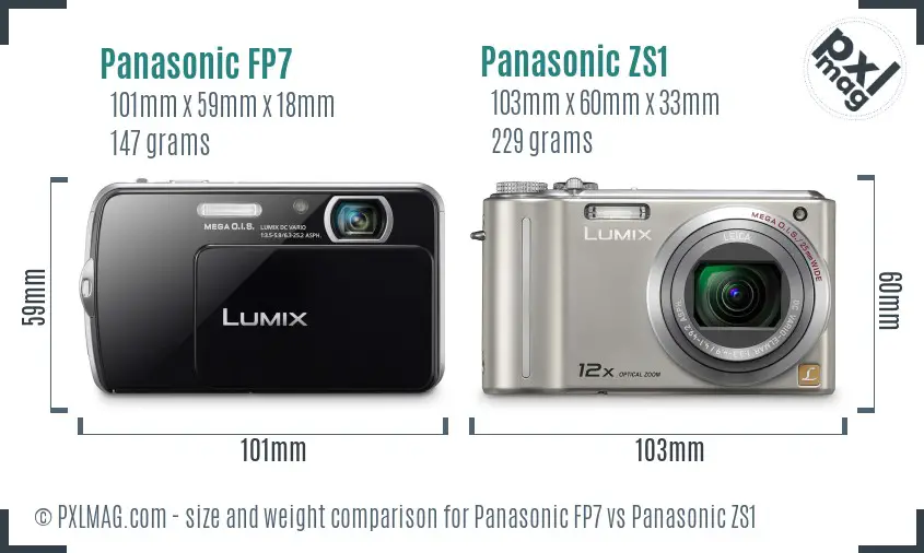 Panasonic FP7 vs Panasonic ZS1 size comparison
