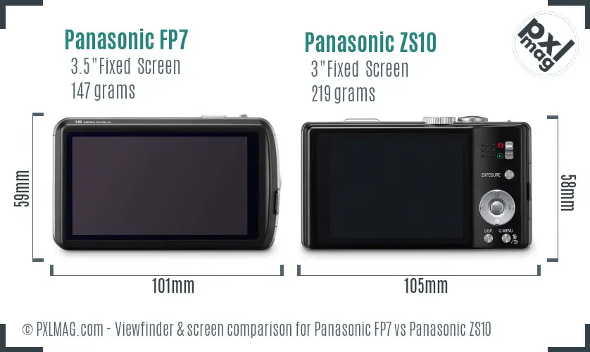Panasonic FP7 vs Panasonic ZS10 Screen and Viewfinder comparison