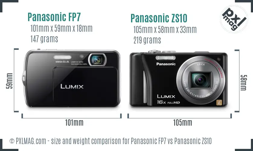 Panasonic FP7 vs Panasonic ZS10 size comparison