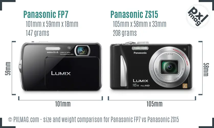 Panasonic FP7 vs Panasonic ZS15 size comparison