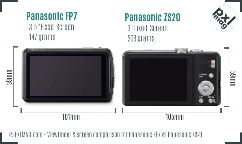 Panasonic FP7 vs Panasonic ZS20 Screen and Viewfinder comparison