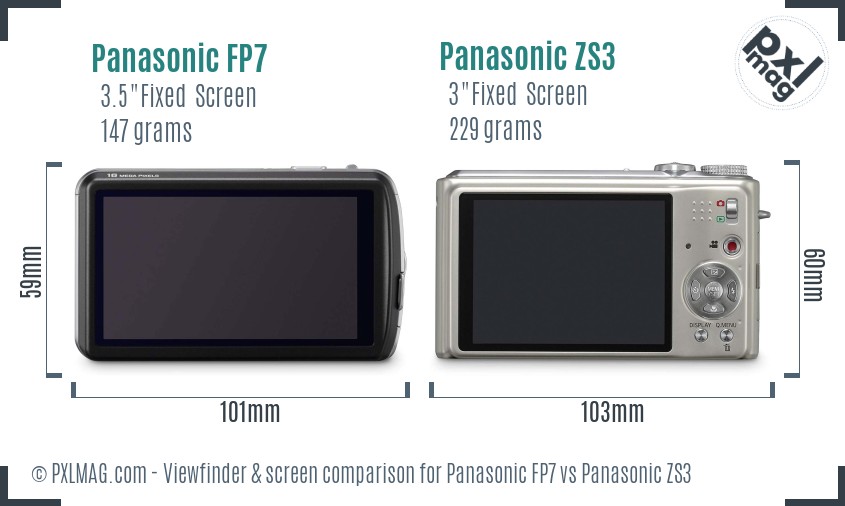 Panasonic FP7 vs Panasonic ZS3 Screen and Viewfinder comparison