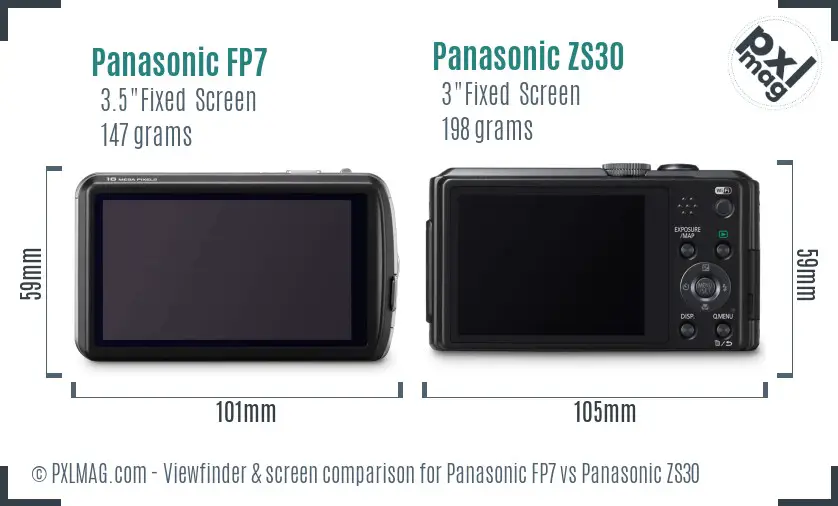 Panasonic FP7 vs Panasonic ZS30 Screen and Viewfinder comparison