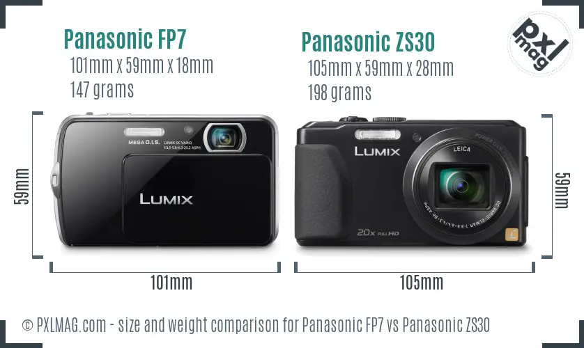 Panasonic FP7 vs Panasonic ZS30 size comparison