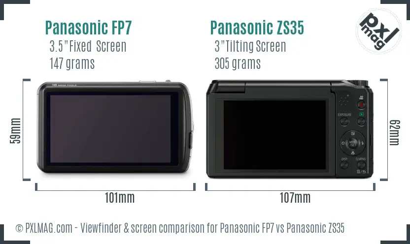 Panasonic FP7 vs Panasonic ZS35 Screen and Viewfinder comparison