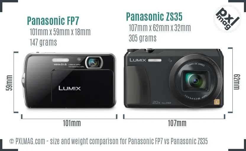 Panasonic FP7 vs Panasonic ZS35 size comparison