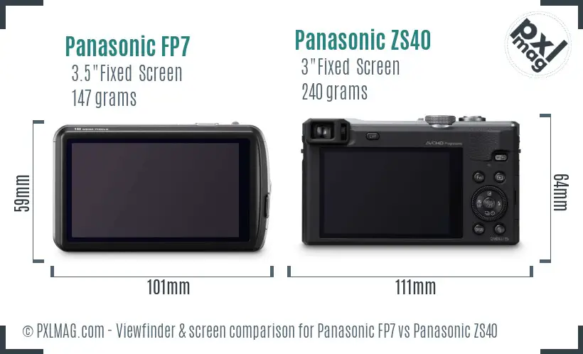 Panasonic FP7 vs Panasonic ZS40 Screen and Viewfinder comparison