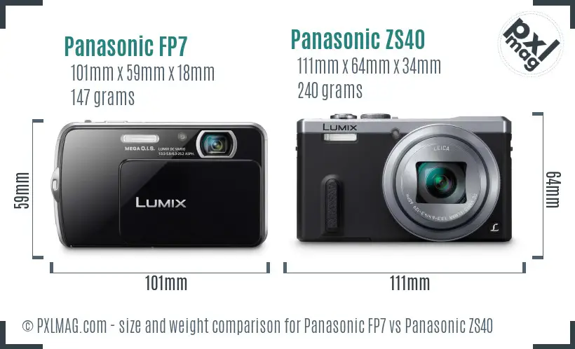 Panasonic FP7 vs Panasonic ZS40 size comparison