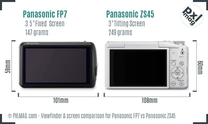 Panasonic FP7 vs Panasonic ZS45 Screen and Viewfinder comparison