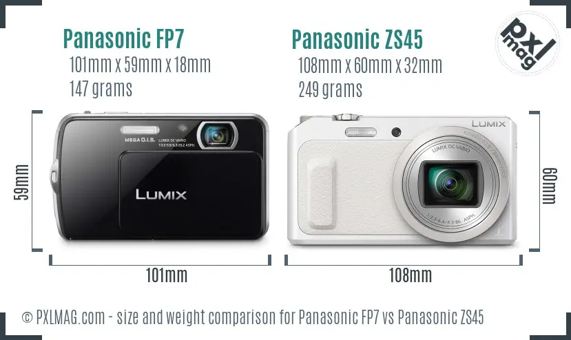 Panasonic FP7 vs Panasonic ZS45 size comparison