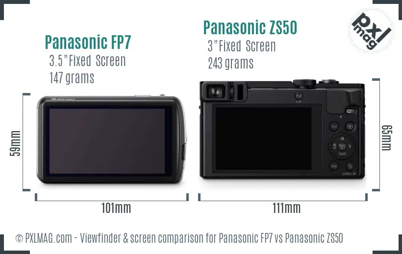 Panasonic FP7 vs Panasonic ZS50 Screen and Viewfinder comparison