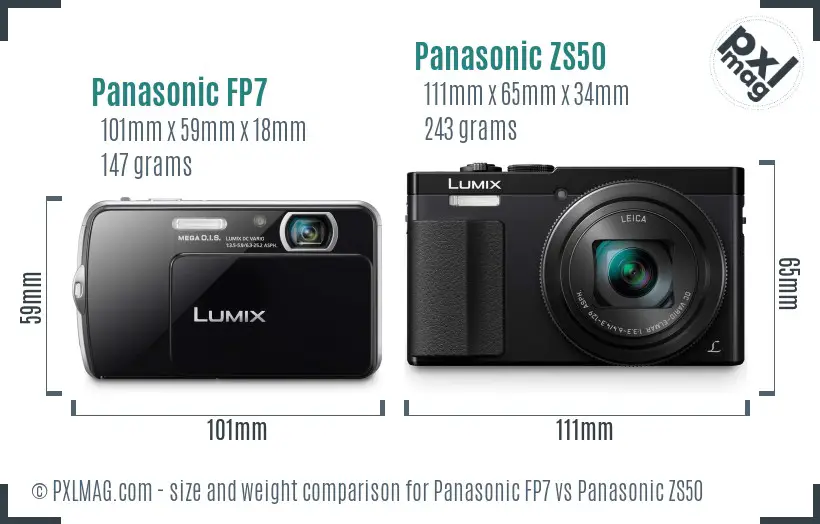 Panasonic FP7 vs Panasonic ZS50 size comparison