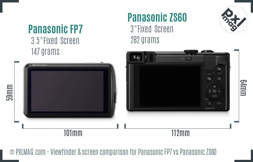 Panasonic FP7 vs Panasonic ZS60 Screen and Viewfinder comparison