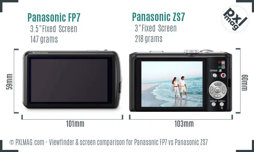 Panasonic FP7 vs Panasonic ZS7 Screen and Viewfinder comparison