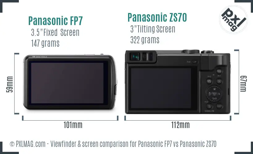 Panasonic FP7 vs Panasonic ZS70 Screen and Viewfinder comparison