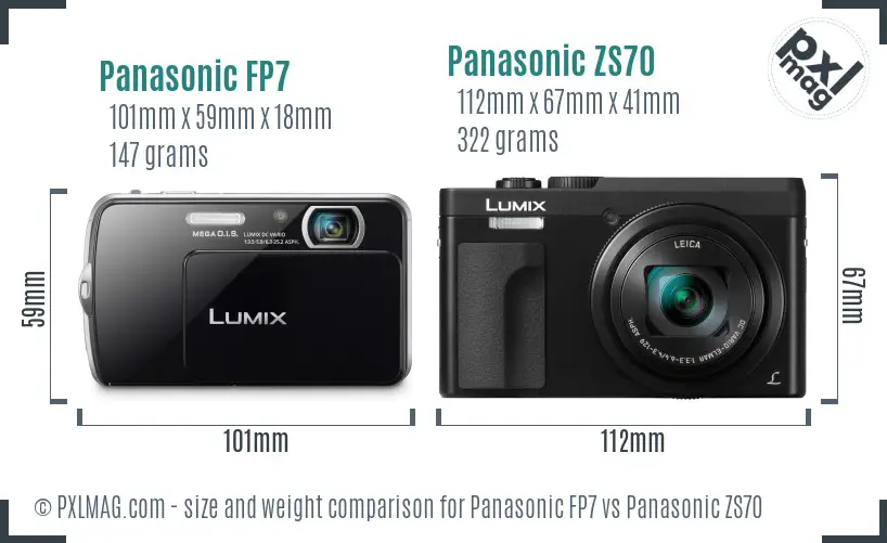 Panasonic FP7 vs Panasonic ZS70 size comparison