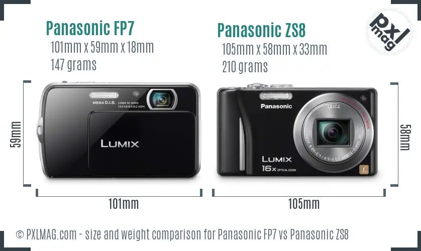 Panasonic FP7 vs Panasonic ZS8 size comparison