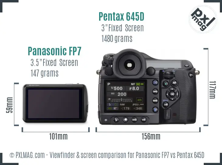 Panasonic FP7 vs Pentax 645D Screen and Viewfinder comparison