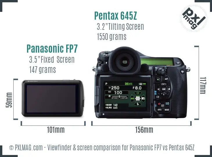 Panasonic FP7 vs Pentax 645Z Screen and Viewfinder comparison