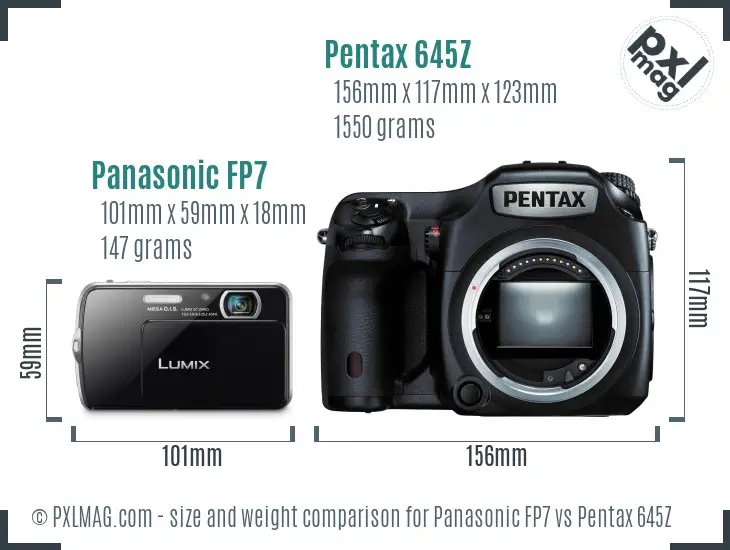 Panasonic FP7 vs Pentax 645Z size comparison