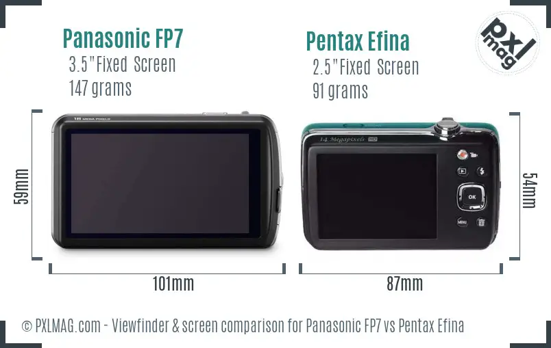 Panasonic FP7 vs Pentax Efina Screen and Viewfinder comparison
