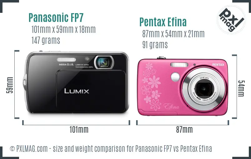 Panasonic FP7 vs Pentax Efina size comparison