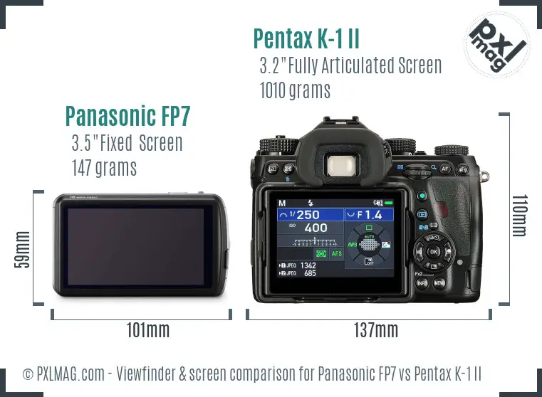 Panasonic FP7 vs Pentax K-1 II Screen and Viewfinder comparison