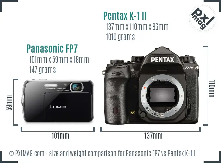 Panasonic FP7 vs Pentax K-1 II size comparison