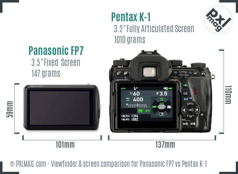Panasonic FP7 vs Pentax K-1 Screen and Viewfinder comparison